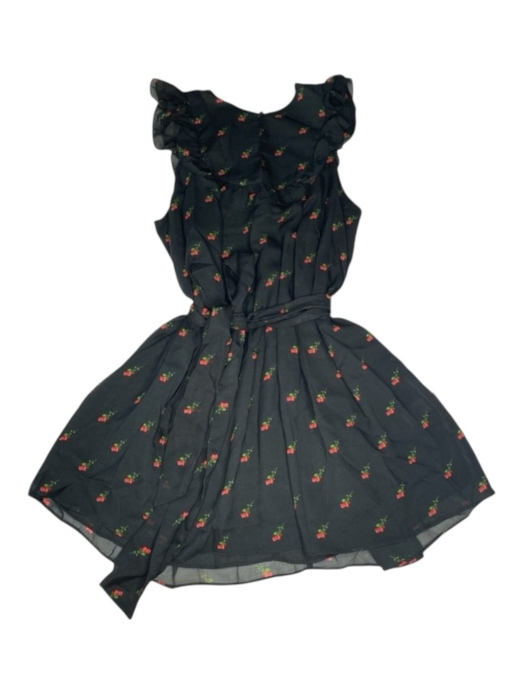 Deadstock: new Wildfox ꕥ Dolly Ruffled Mini Dress ꕥ Black Red Rose Print ꕥ Med ꕥ - Picture 2 of 16